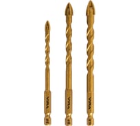 Набор сверл по стеклу и керамике VIRA TiN 3 шт с шестигранным хвостовиком 550121