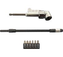 Биты JBC 1/4"х25мм с угловым битодержателем и удлинителем гибким 200мм, набор 8 предметов JBC-15018(63720)