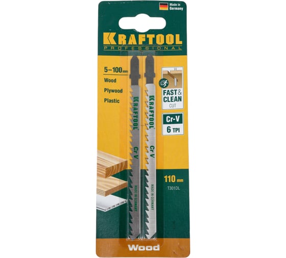 Полотно 2 шт. (110 мм; шаг 4 мм) по дереву для электролобзика KRAFTOOL 159512-4