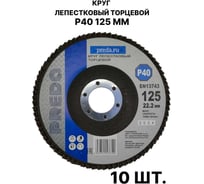 Круг лепестковый торцевой PREDA КЛТ P40 125 мм, 10 шт. KLT40