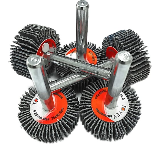 Лепестковая шлифовальная щетка на шпинделе TOYEV SZM Zc 30х10х6 P60 5шт упак Цирконий 101281 1