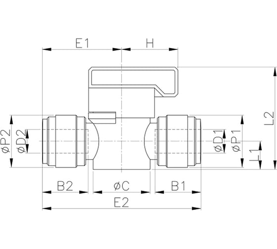 Шаровый кран 10 мм CDC Pneumatics HBVU 1010B