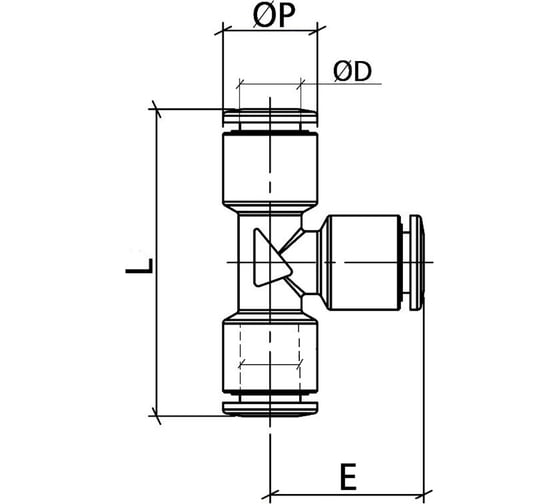 Фитинг Т-образный (12 мм; латунь) CDC Pneumatics BUT1200