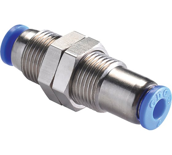 Цанговое проходное соединение 6 мм с клапаном CDC Pneumatics SPUM 6 1