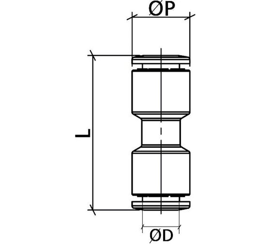 Фитинг прямой латунь никелированная 10 мм CDC Pneumatics BUC 10N
