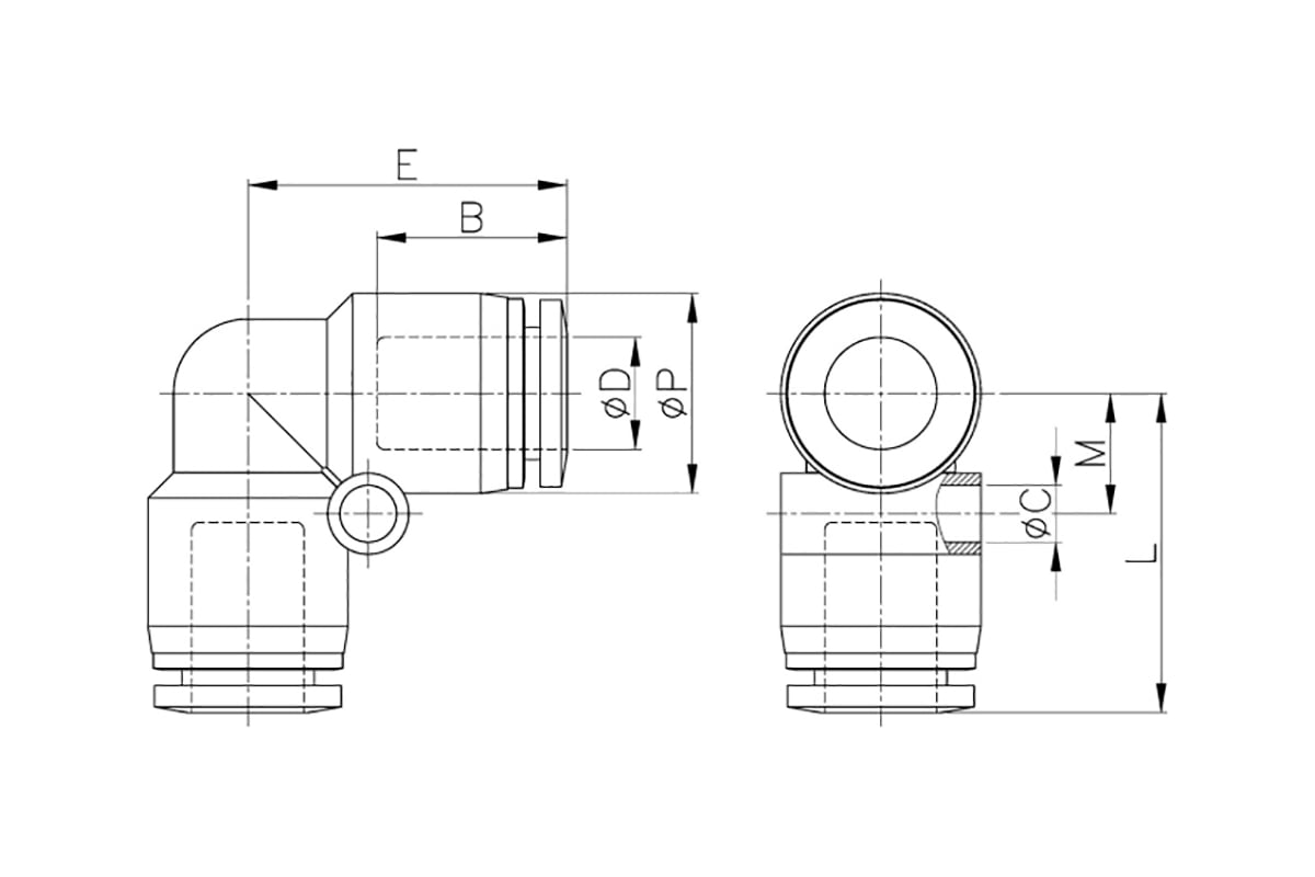 Фитинг L-образный пластик 8 мм CDC Pneumatics PUL 08N - выгодная цена ...