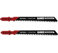 Пилка по дереву Flex JG WD-PL T111C (2 шт; 74 мм, шаг 3 мм; HCS) для лобзика Hammer 30568 204-106