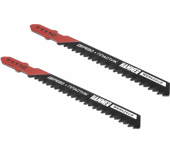 Пилка по дереву Flex JG WD-PL T111C (2 шт; 74 мм, шаг 3 мм; HCS) для лобзика Hammer 30568 204-106