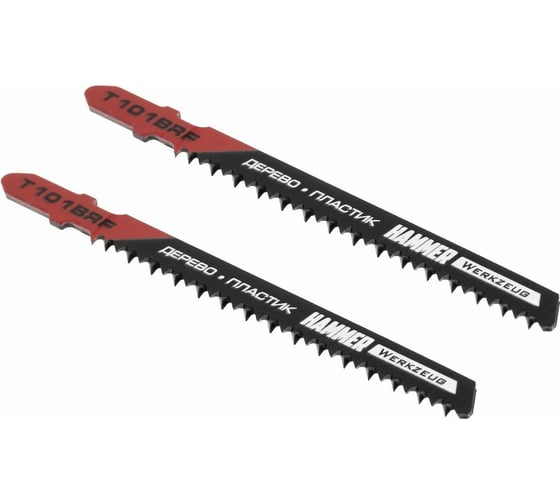 Пилка Flex 204-105 JG WD T101BRF (2 шт; 74 мм; шаг 2.5 мм; BiM) для лобзика Hammer 30569