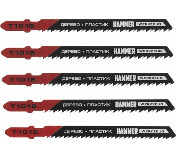 Пилка по дереву и пластику Flex JG WD T101B (5 шт; 74 мм; шаг 2.5 мм; HCS) для лобзика Hammer 30562 204-112 1