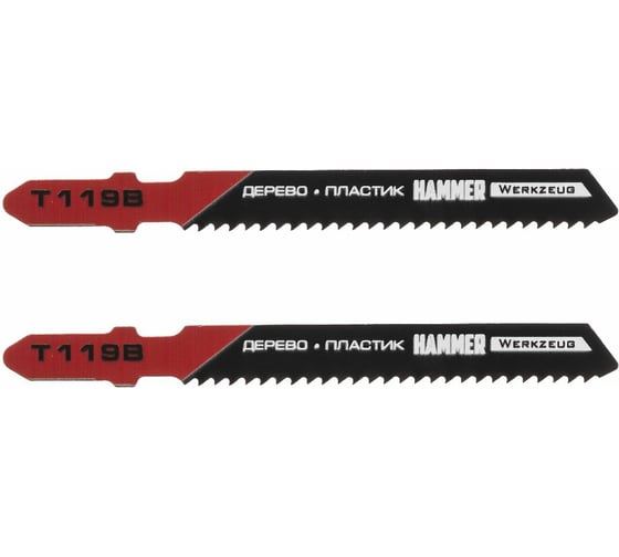 Пилка для мягкого дерева Flex JG WD-PL T119B (2 шт; 80 мм; шаг 2 мм; HCS) для лобзика Hammer 30567 204-107 1