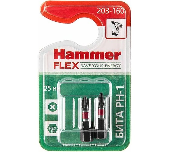 Бита Flex 203-160 (2 шт; 25 мм; PH1) Hammer 362918