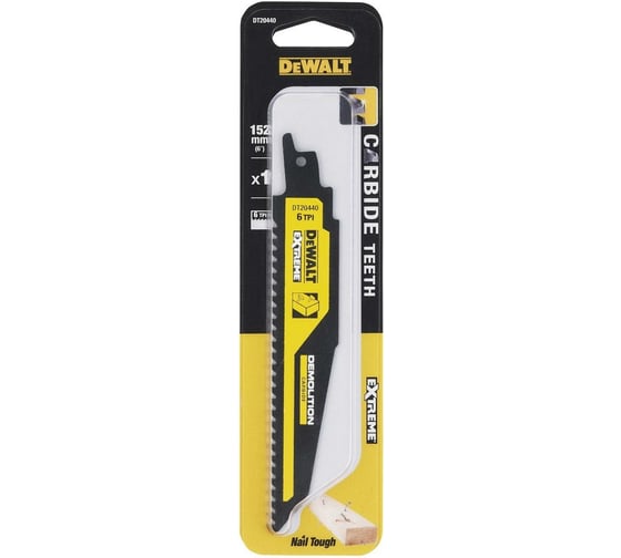 Полотно с карбидными зубьями Wood Nails 152 мм DEWALT DT20440-QZ