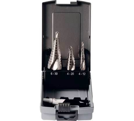 Набор ступенчатых сверл 4-12, 6-20, 6-30 мм, HSS-G, 4 предмета, пластиковый кейс PROJAHN 76811