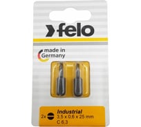 Бита плоская шлицевая 3.5x0.6x25 мм серия Industrial, 2 шт в блистере Felo 02031036