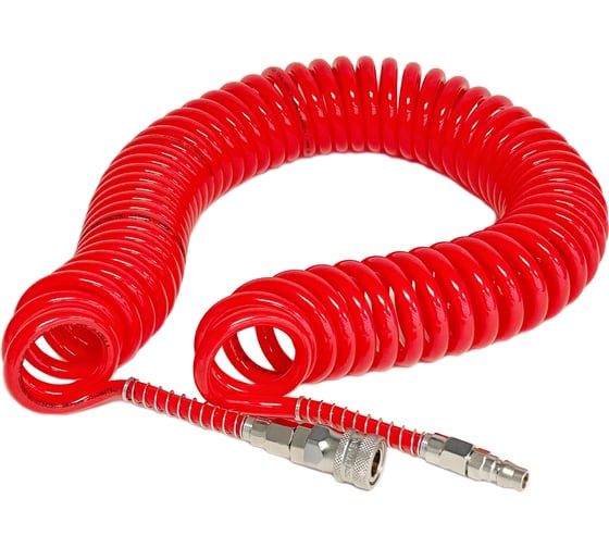 Шланг спиральный с быстроразъемным соединением (12х8 мм; 10 м) CDC Pneumatics UC 1280-10C RED