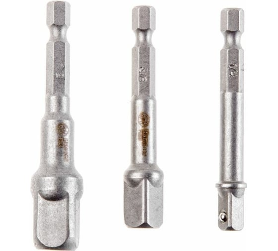 Набор переходников для торцевых головок Flex (HEX 1/4 - квадрат 1/2; 1/4; 3/8) Hammer 164617 229-010 1