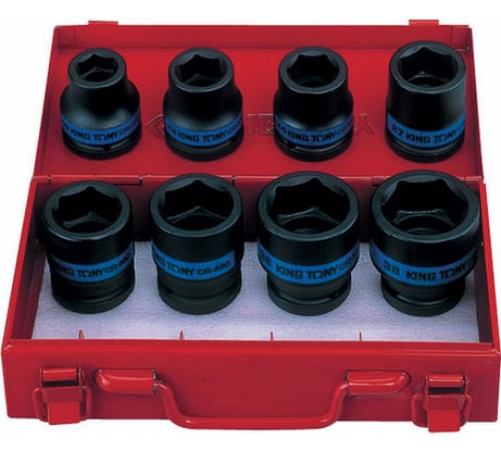 Набор ударных торцевых головок 6-гранных (8 шт; 19-38 мм; 3/4) KING TONY 6408MP