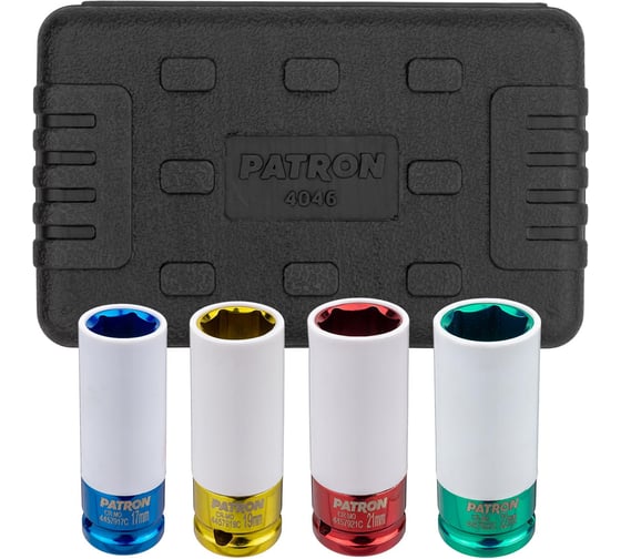 Набор головок ударных глубоких тонкостенных в защитном кожухе Patron 4 предмета 1/2 6pt P-4046(62165) 1