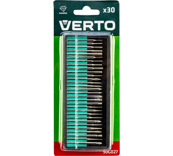 Набор шарошек с алмазным напылением 30 шт, хвостовик 3.2 мм VERTO 50G027