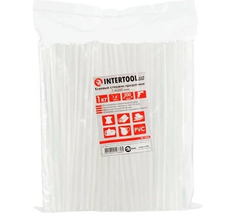 Комплект клеевых стержней прозрачных (1 кг; 7.4х200 мм) INTERTOOL RT-1036