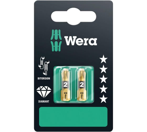 Набор бит WERA НАБОР БИТ (шт) 855/1 BDC SET SB 2 X PZ 2/25 MM WE-073339 1