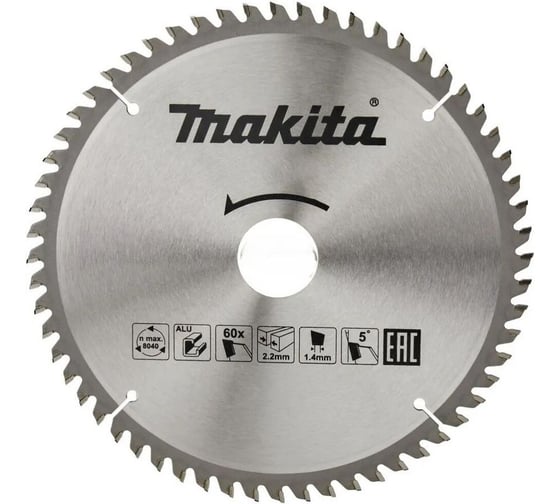Пильный диск Makita для алюминия, 190x30/20x2.2/1.4x60T D-81371 1