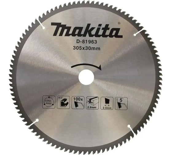 Пильный диск для алюминия Makita 305x30x2.8/2x100T D-81963 1