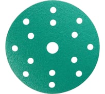 Шлифовальный круг Long Abrasive AF77 Green 150мм на липучке, Р220, 15отв D771502215-100