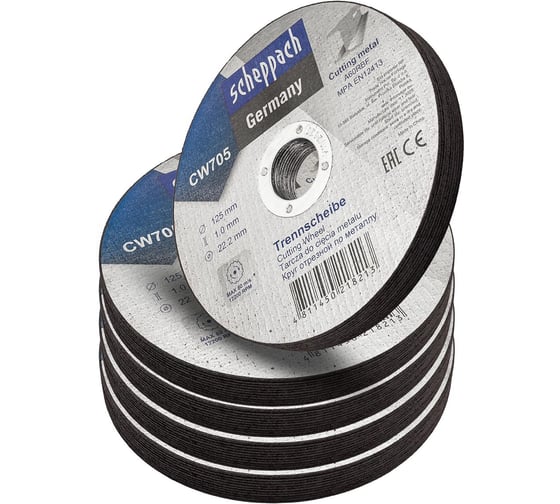 Круг отрезной по металлу Scheppach 125х1.0х22.2мм-50шт Sch-CW705[50шт к-т](63963)