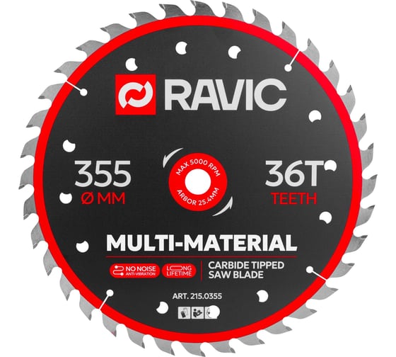 Диск пильный Ravic по стали универсальный 355х2.8/2.2х25.4 мм, Z=36 215.0355 1
