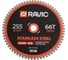 Диск пильный Ravic по нержавеющей стали 255х2.2/1.8х25.4 мм, Z=66 211.0255 2