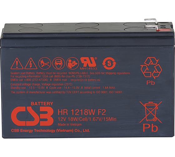 Аккумулятор для ИБП CSB HR1218W F2 12В, 4.5Ач УТ-00000112 1