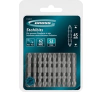 Бита GROSS двухсторонняя, PH2-PZ2, 45мм, сталь S2, 10 шт 112017