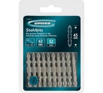 Бита GROSS двухсторонняя, PH2-PH1, 45мм, сталь S2, 10 шт 112011