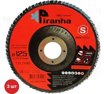 Круг лепестковый торцевой КЛТ по металлу и нержавеющей стали SAMGRUPP 125x22.23 T29 ZA80 PIRANHA PRO 3 шт SAMC-0322125080-3