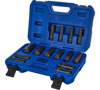 Набор головок торцевых ударных глубоких 1/2, 18 ПРЕДМЕТОВ: головки 14 шт. (10 - 32 мм), 2 кольца, 2 штифта, CR-MO, кейс КОБАЛЬТ 917-124