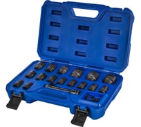 Набор головок торцевых ударных 1/2, 21 ПРЕДМЕТ: головки 16 шт. (10 - 32 мм), удл-ль, 2 кольца, 2 штифта, CR-MO, кейс КОБАЛЬТ 917-131