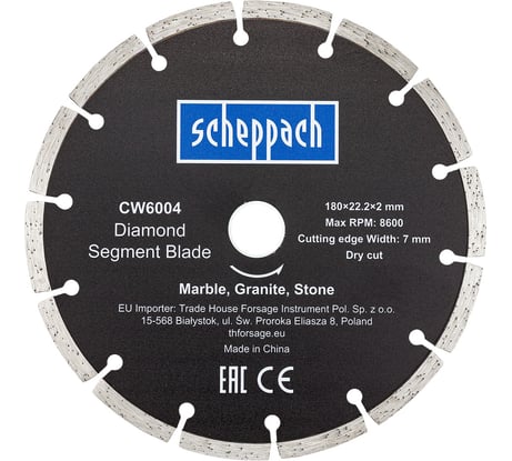 Круг отрезной Scheppach 180х22.2х2мм Sch-CW6004(62952)