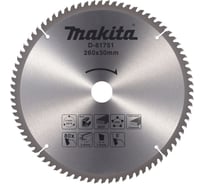 Пильный диск универсальный для алюминия/дерева/пластика Makita 260x30x2.6/1.8 мм, 80T D-81751