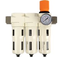 Блок подготовки воздуха WIEDERKRAFT 3/4, 16 бар трехступенчатый с влагоотделителем 25-5-0.3 мкм, автоматический сброс WDK-70760FA