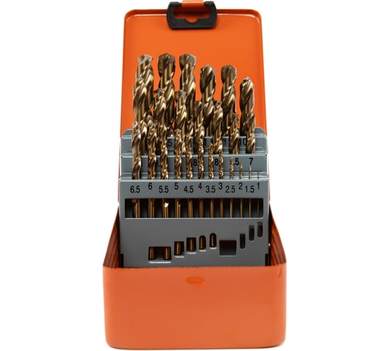 Набор сверл по металлу HORTZ 1-13 25 шт, Р6М5К5 (HSS-Co5) металлический кейс 1162887 1