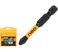 Набор торсионных бит DELI PH2, 50мм с противоскользящими насечками 10шт DL251050K (сталь S2, пласт.кейс) 220437