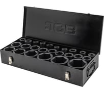 Набор головок ударных глубоких JCB 25 предметов 1 6гр. (17,19,21,22мм 4-гранные под футорку;17,19,21,22,24,27,30,32,33,34,36,38,41,46,50,52,55,60,65,70,75мм) JCB-8251-5MPB(64930)