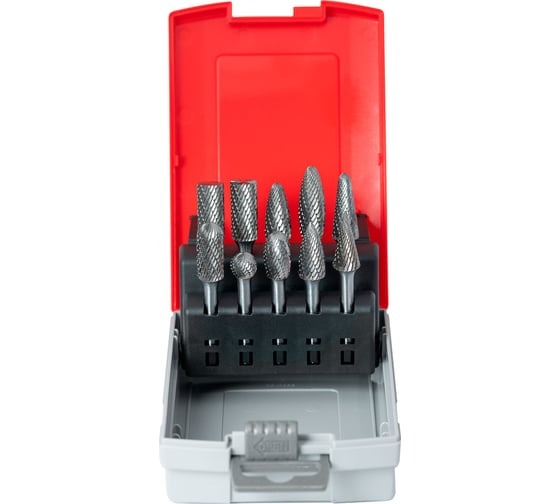 Набор RODMIX из 10 шт твердосплавных борфрез, двойная насечка (A12, B12, C12, D12, E12, F12, G12, H12, L12, M12) 2100006003 1