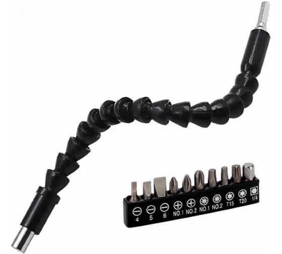 Насадка угловая, гибкий адаптер с набором бит BestRoom Набор бит и удлинитель 11 предметов 1