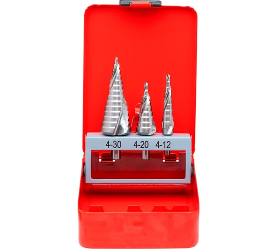 Набор RODMIX из 3 шт ступенчатых сверл со спиральной канавкой HSS M2 4-12, 4-20, 4-30 1500000030 1