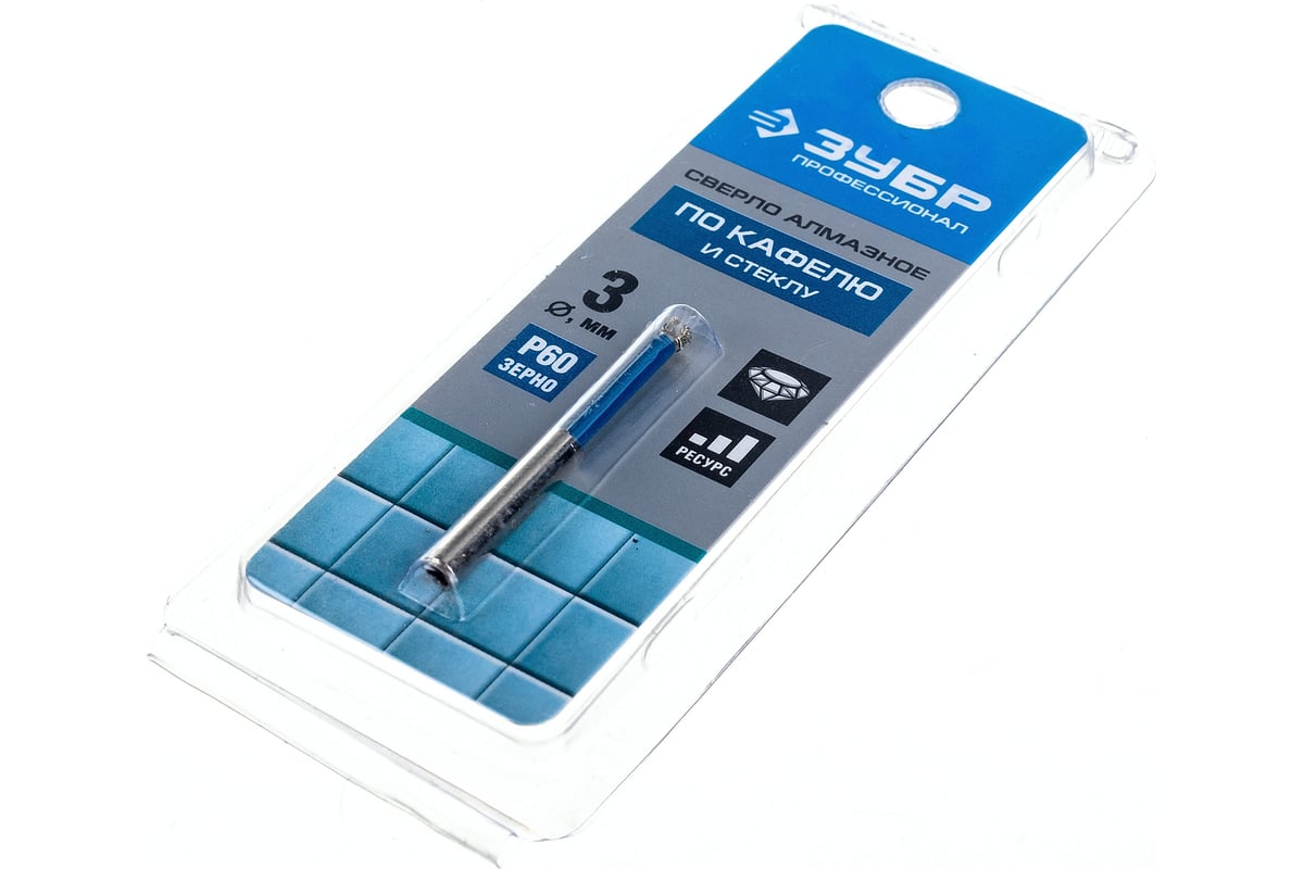 Алмазное трубчатое сверло по керамике и стеклу ЗУБР Профессионал Р60 ...