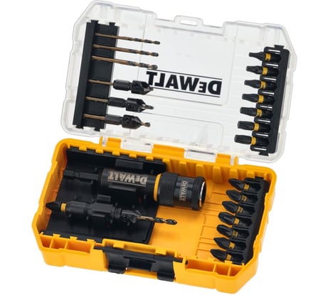 Набор пилотных сверл, зенкеров и бит DEWALT DT70779T, с механизмом быстрой смены, 24 шт, в кейсе DT70779T-QZ