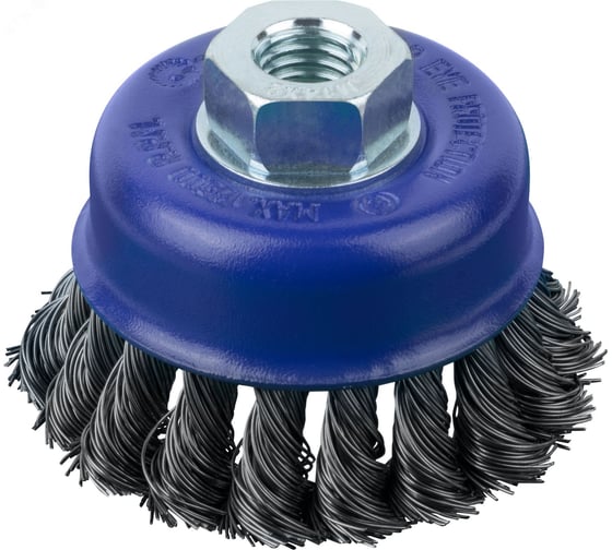 Щетка CUTOP Profi для УШМ, М14, тип Чашка, крученая витая проволока 0.5 мм, 75 мм, блистер 82-898